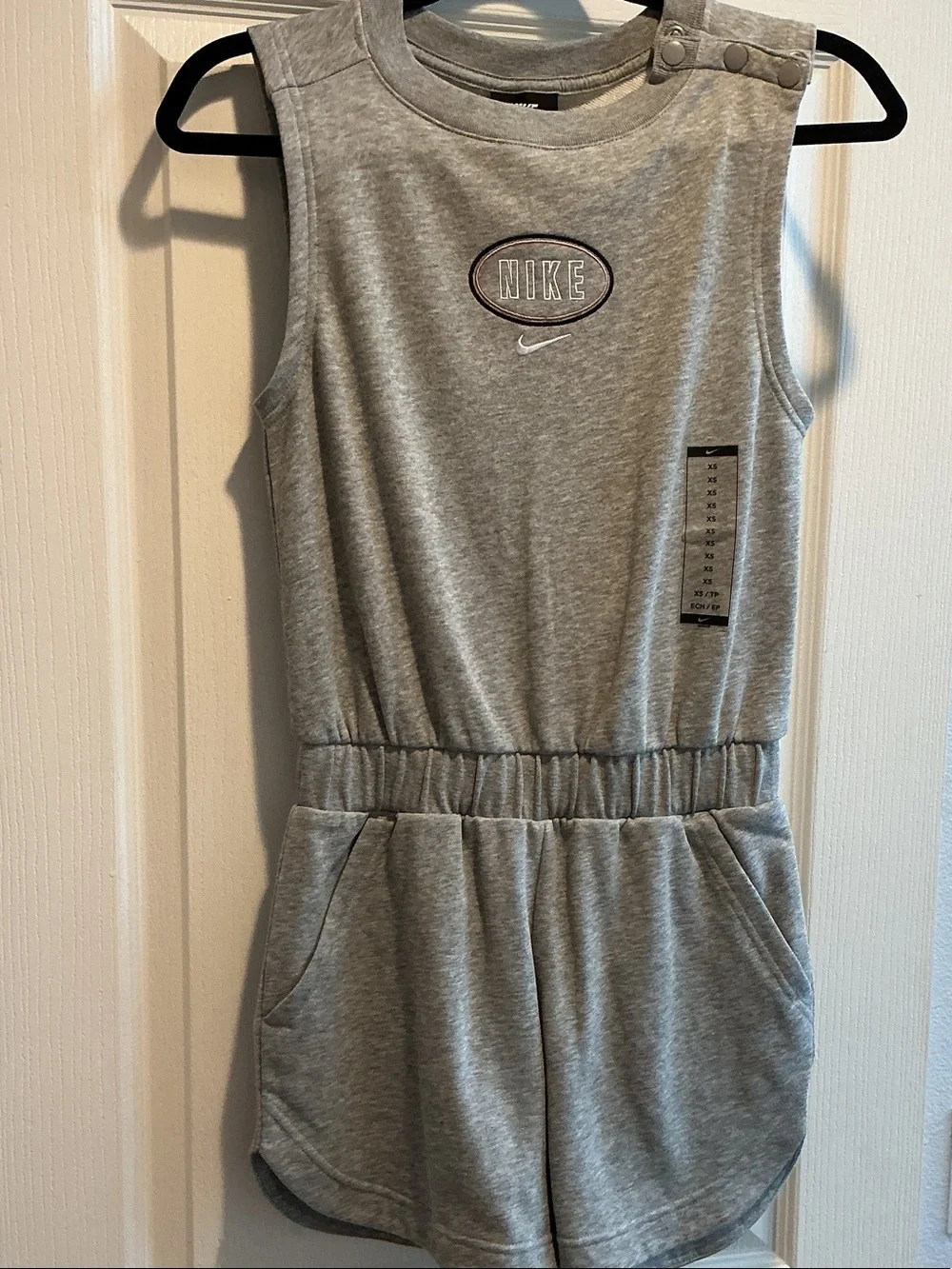 Nike Gray Sleeveless Romper with Elastic Waist